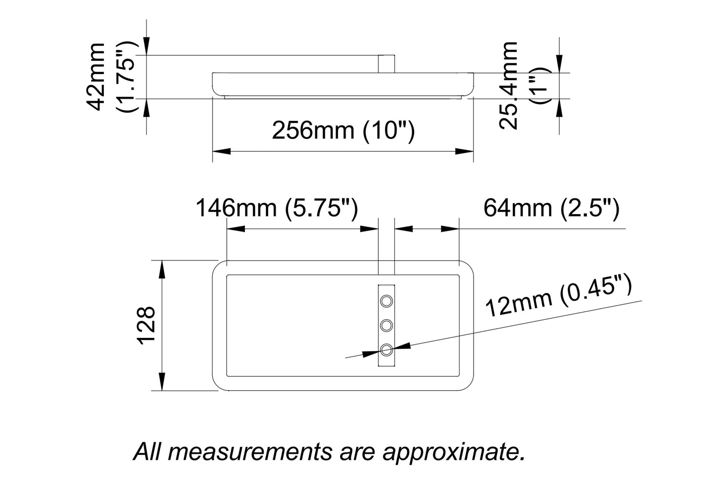 Diagram of the dimensions