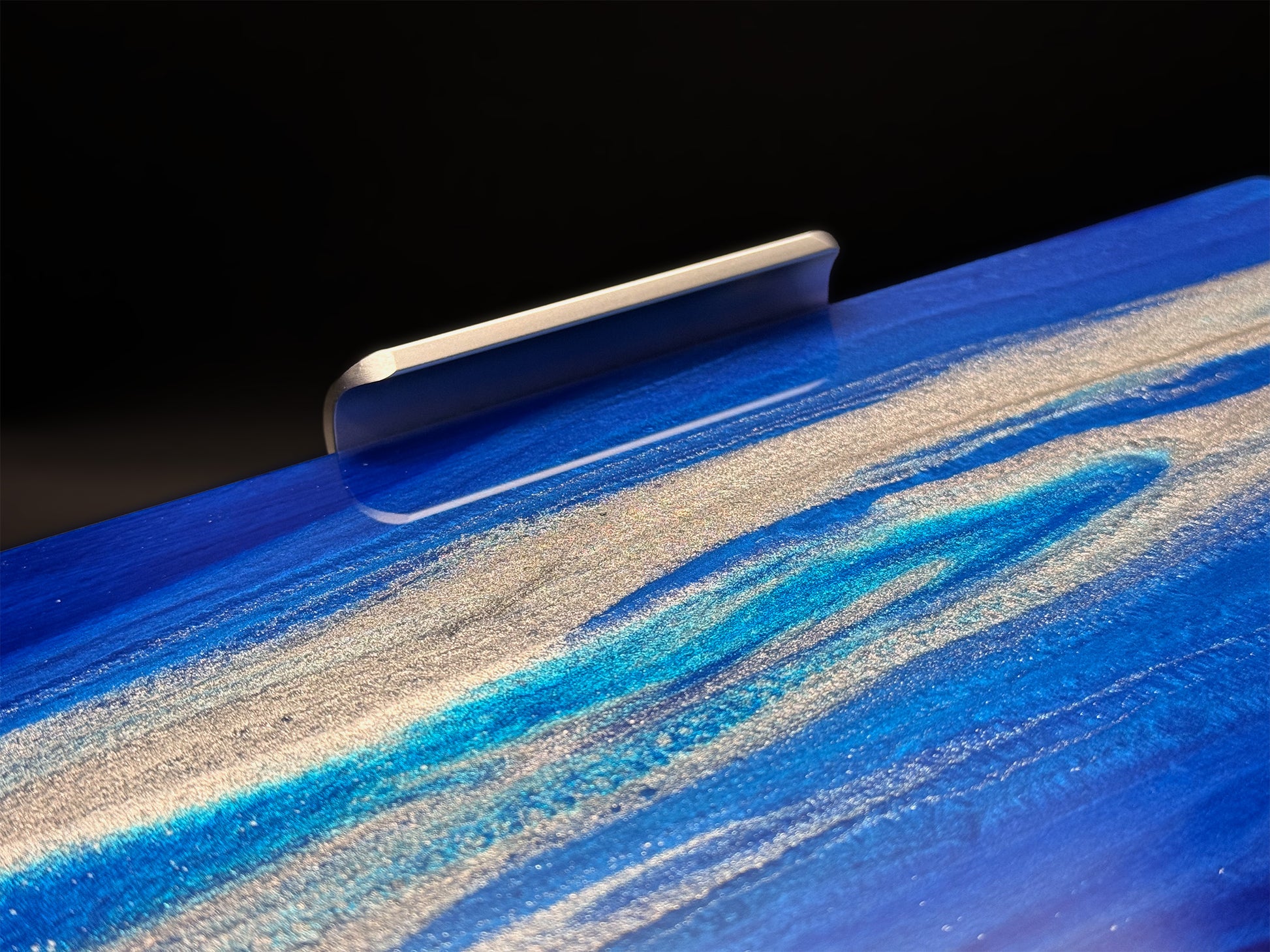 Close up of metal handle on the art piece