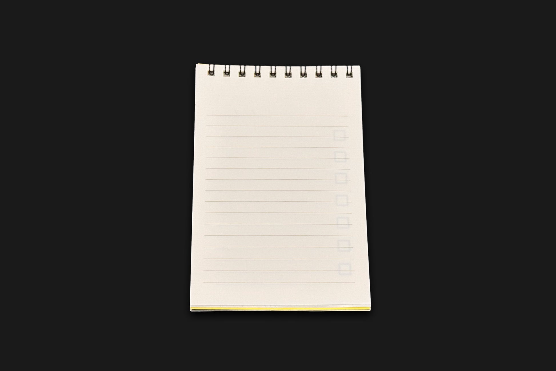 Ruled lined notepad paper on reverse