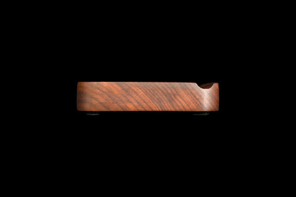 Walnut sticky note caddy from side