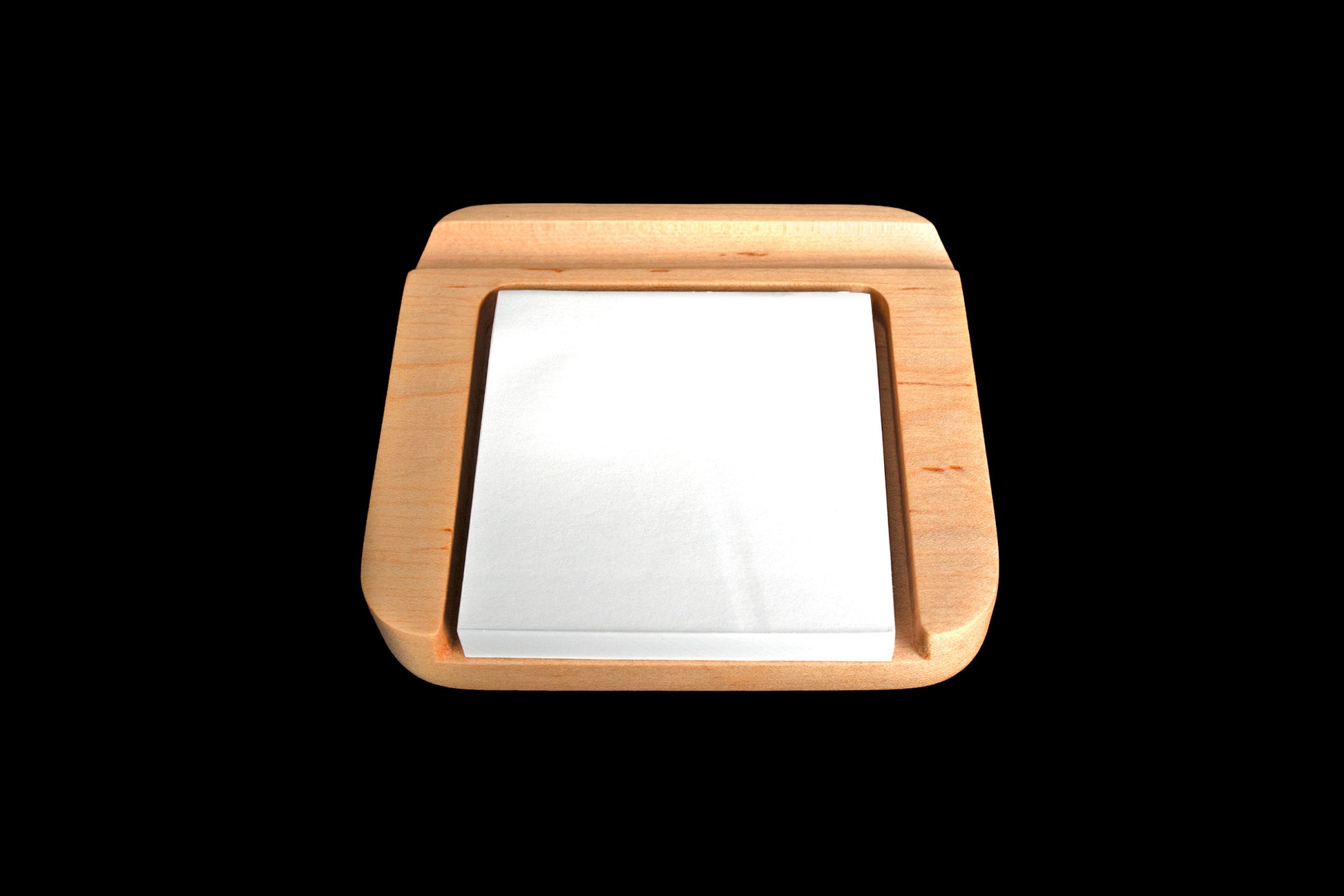 Maple sticky note caddy from above