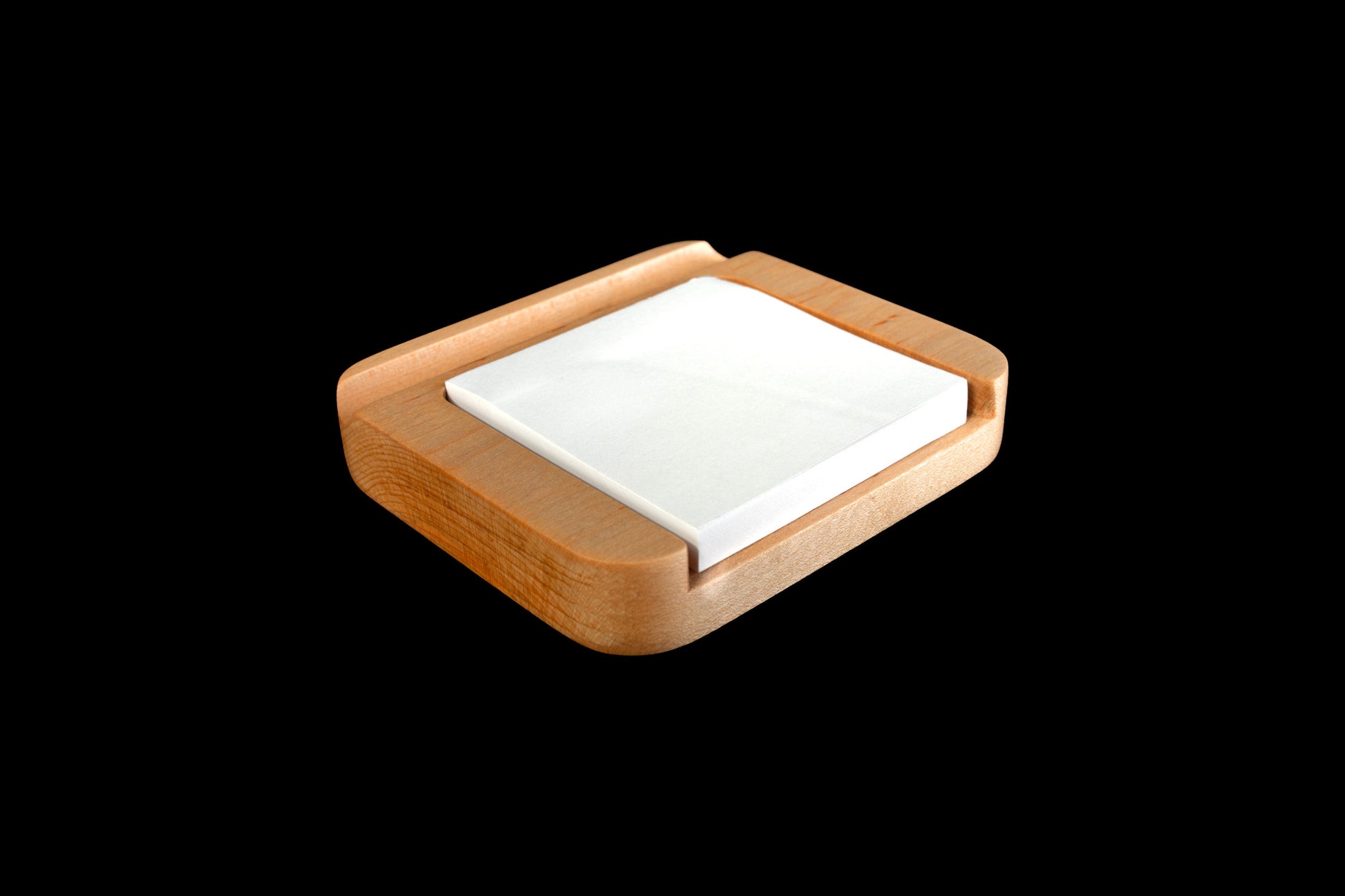 Maple sticky note caddy from angle