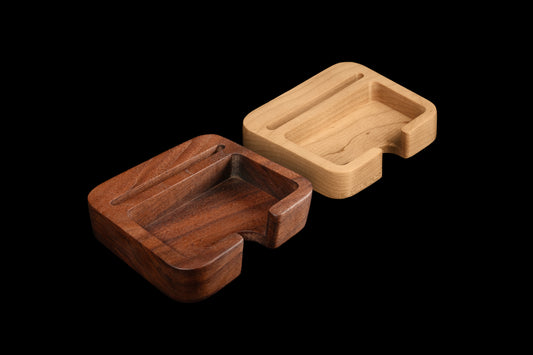 Walnut and maple card caddies