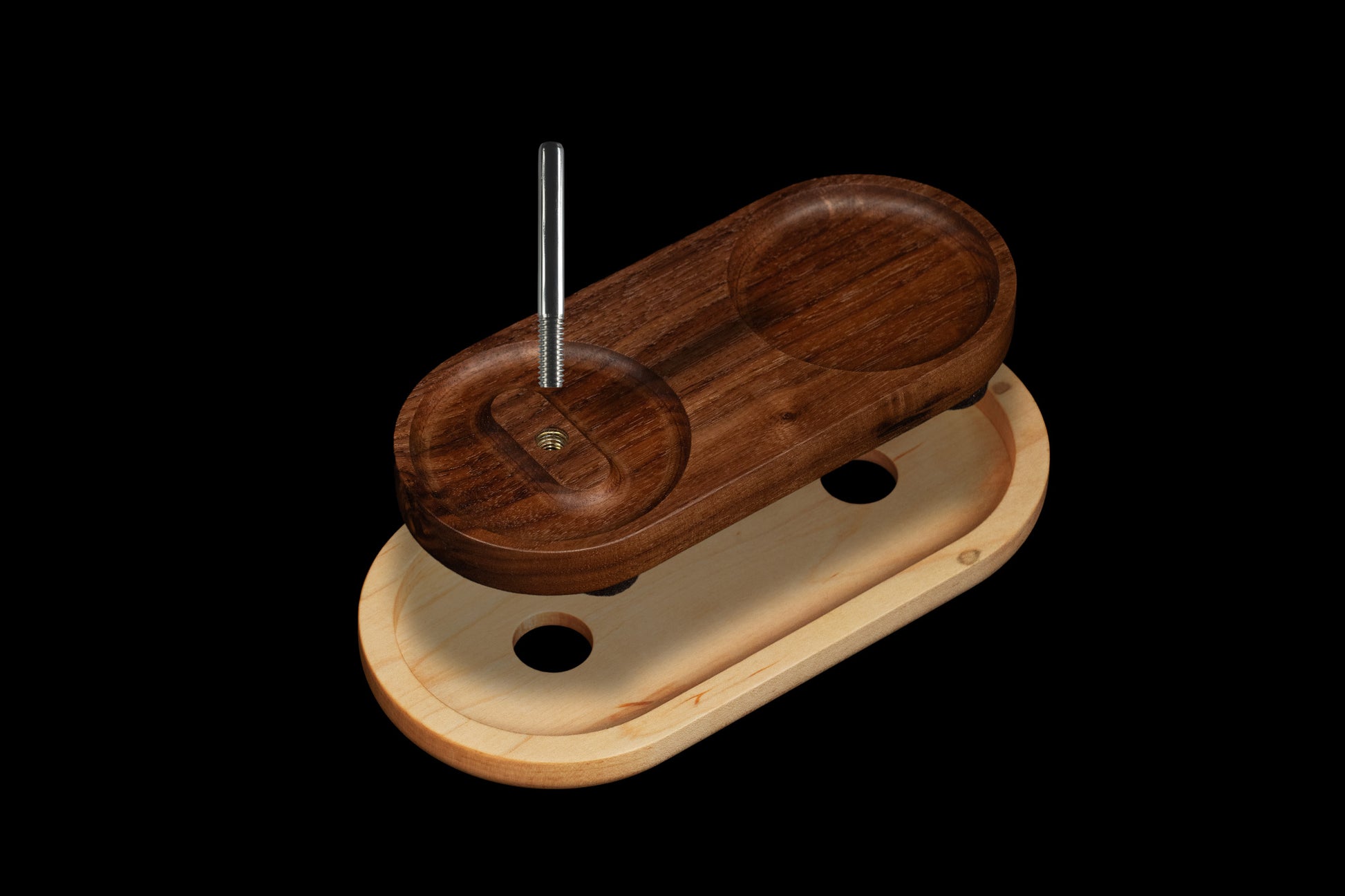 Ring tray with floating inner tray and pin